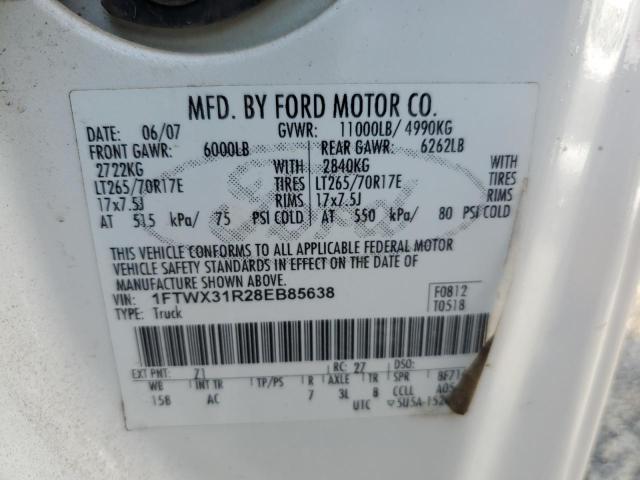 2008 Ford F350 Srw Super Duty VIN: 1FTWX31R28EB85638 Lot: 57253824