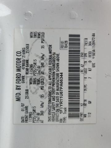 2007 Ford Ranger VIN: 1FTYR11U67PA66344 Lot: 60803384