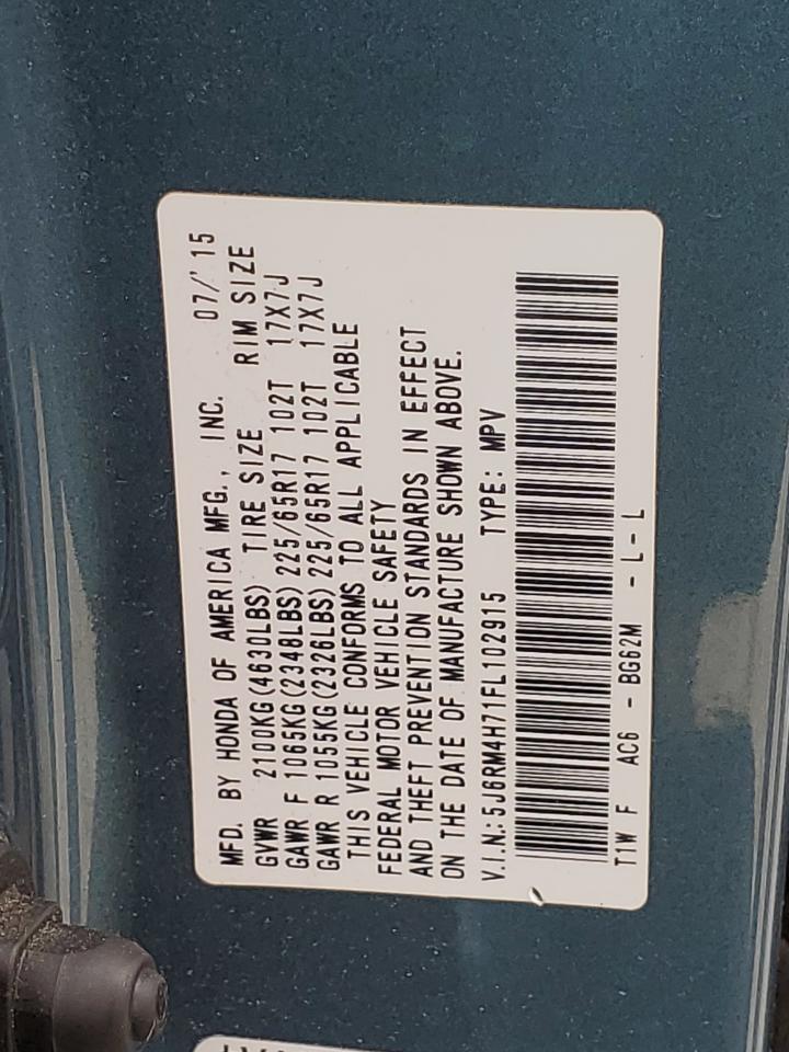 5J6RM4H71FL102915 2015 Honda Cr-V Exl