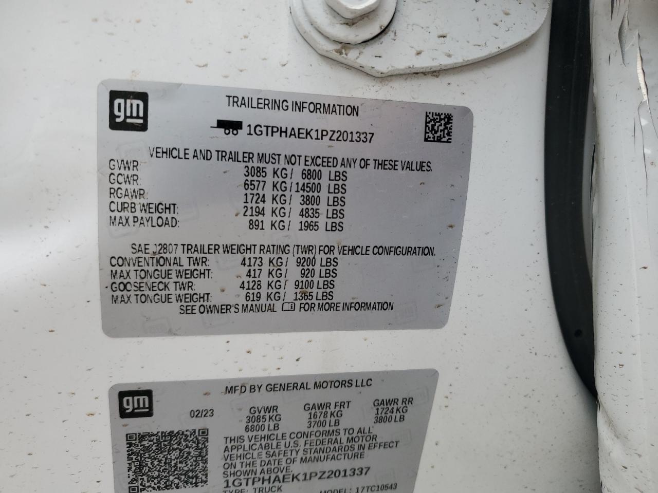 1GTPHAEK1PZ201337 2023 GMC Sierra C1500