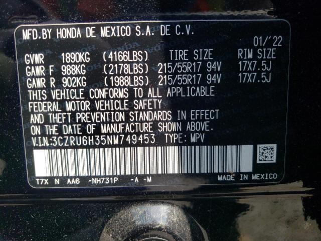 2022 HONDA HR-V LX - 3CZRU6H35NM749453