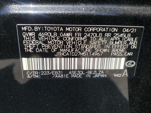 VIN JTHCA1D27M5114967 2021 Lexus IS, 300 no.12