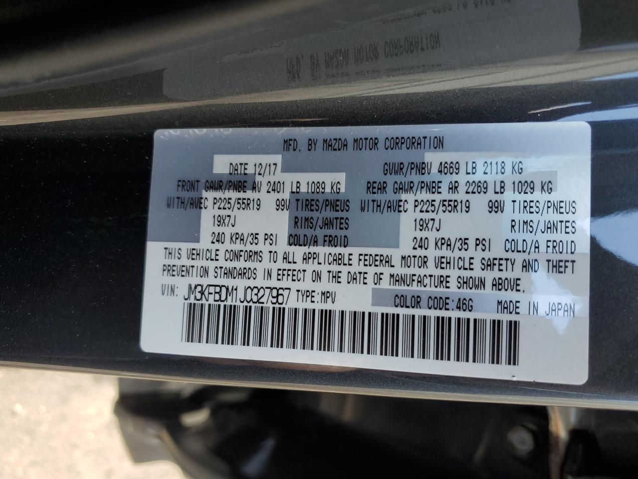 JM3KFBDM1J0327967 2018 Mazda Cx-5 Grand Touring