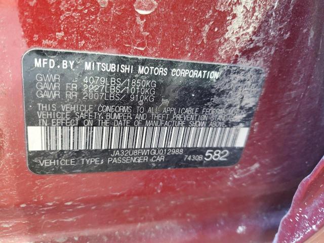 2016 MITSUBISHI LANCER GT JA32U8FW1GU012988