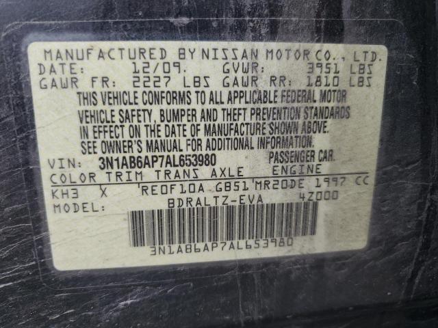 2010 Nissan Sentra 2.0 VIN: 3N1AB6AP7AL653980 Lot: 57309974