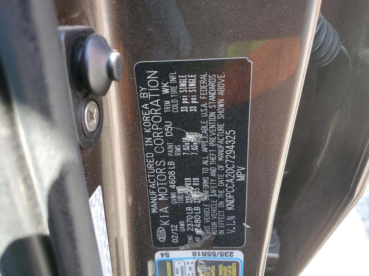 KNDPCCA20C7294325 2012 Kia Sportage Ex