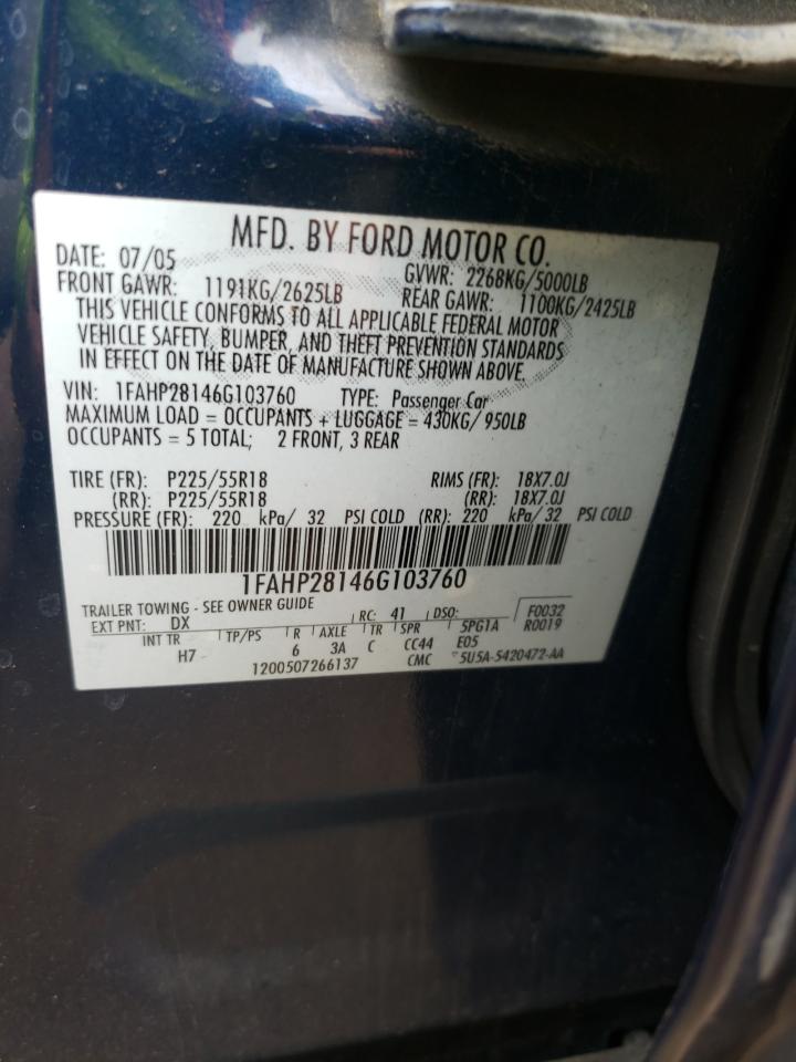 1FAHP28146G103760 2006 Ford Five Hundred Limited