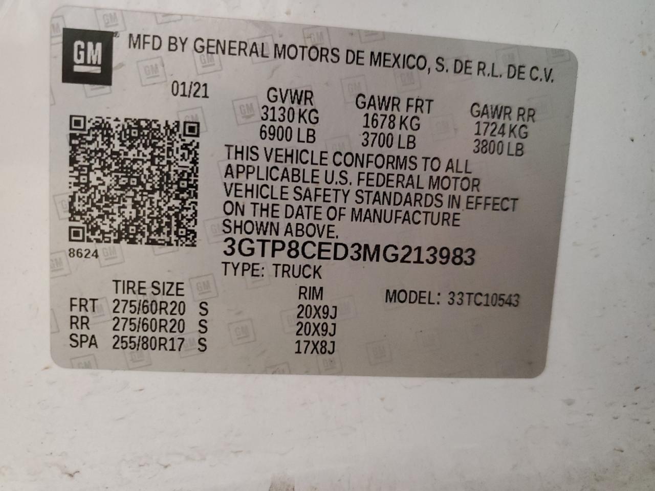 3GTP8CED3MG213983 2021 GMC Sierra C1500 Elevation