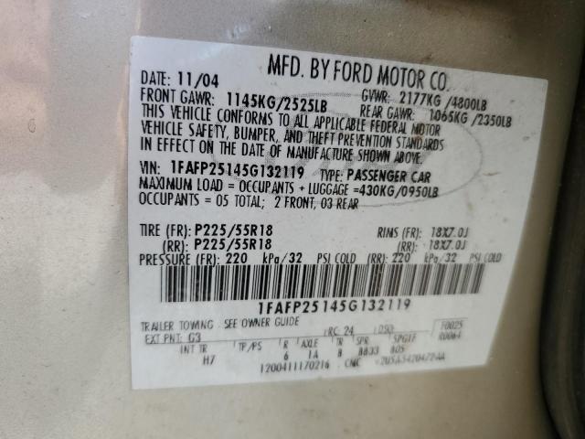 2005 Ford Five Hundred Limited VIN: 1FAFP25145G132119 Lot: 58426064