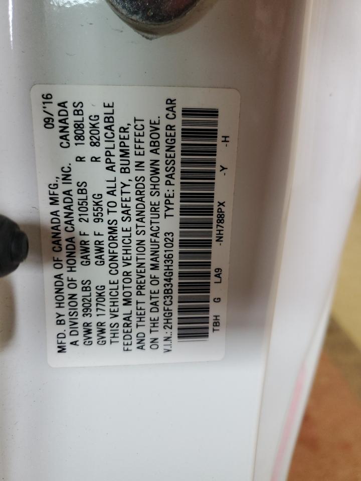 2016 Honda Civic Ex vin: 2HGFC3B34GH361023