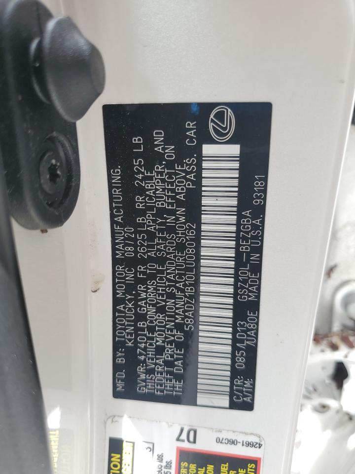 58ADZ1B10LU080162 2020 Lexus Es 350