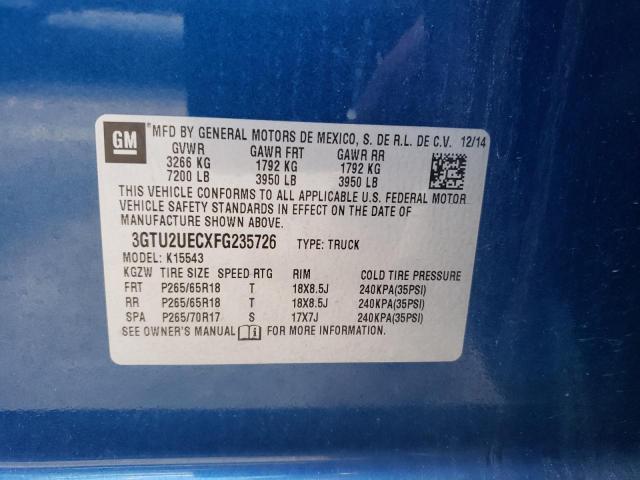 2015 GMC SIERRA K15 - 3GTU2UECXFG235726