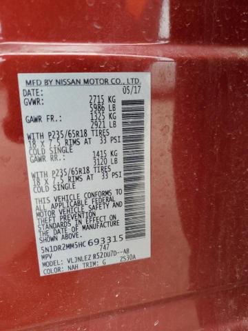 2017 Nissan Pathfinder S VIN: 5N1DR2MM5HC693315 Lot: 59699714