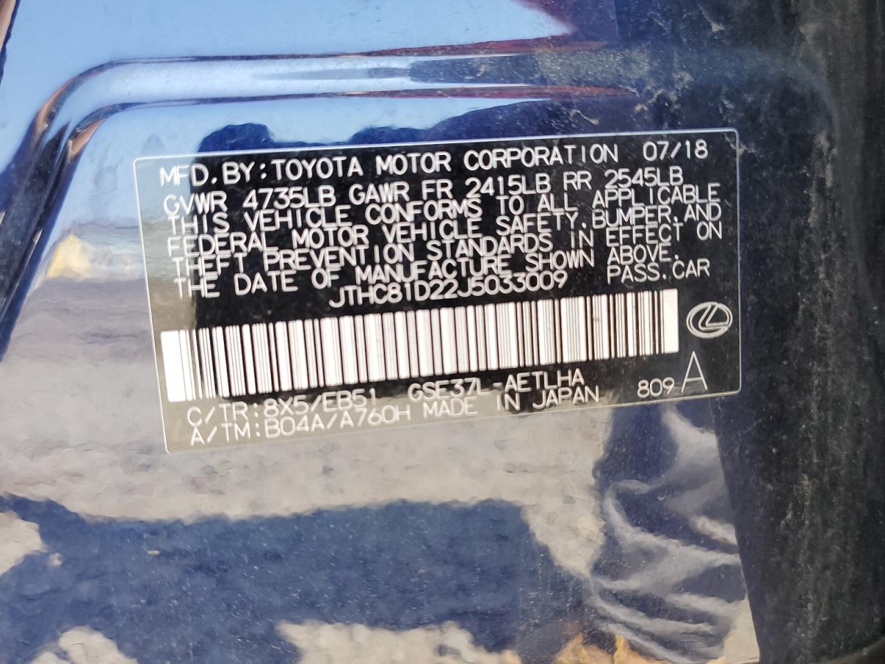 JTHC81D22J5033009 2018 Lexus Is 300