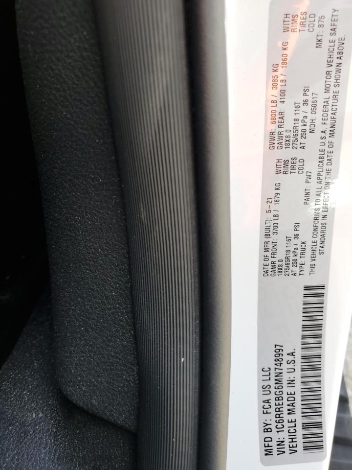 1C6RREBG6MN748997 2021 Ram 1500 Big Horn/Lone Star