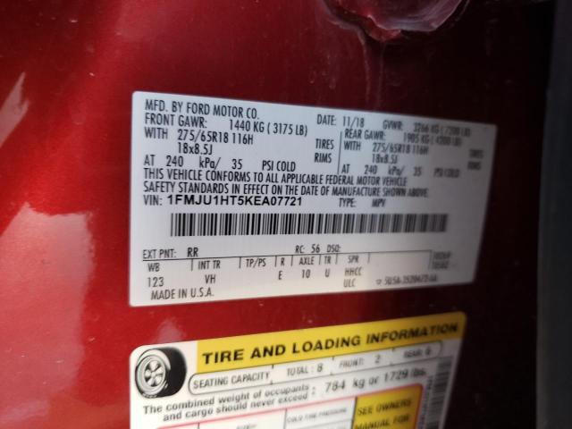 2019 Ford Expedition Xlt VIN: 1FMJU1HT5KEA07721 Lot: 59276794