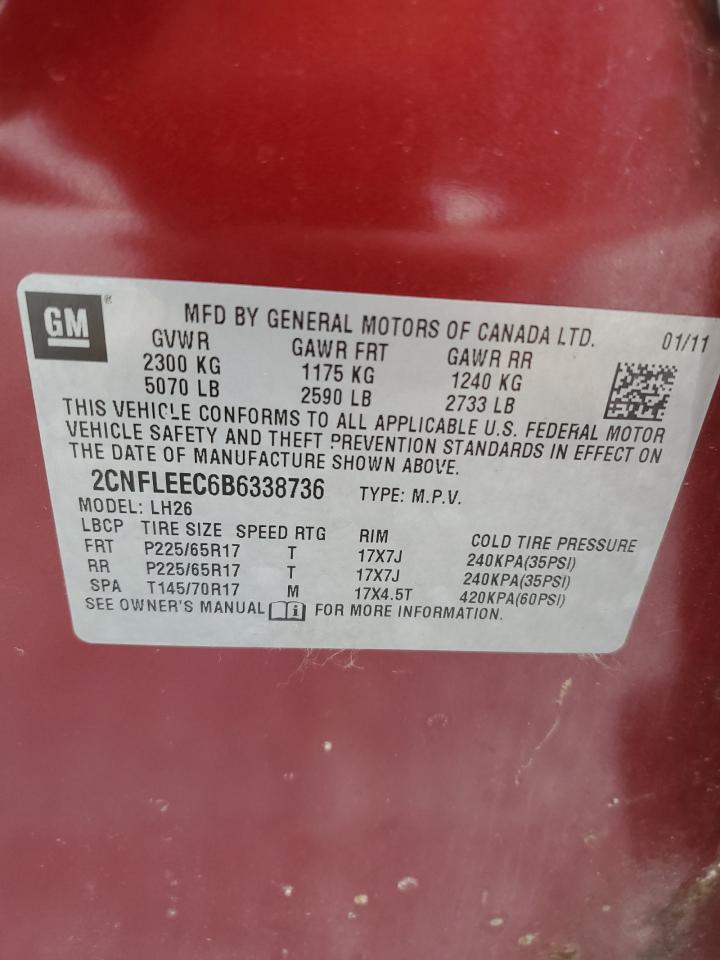 2CNFLEEC6B6338736 2011 Chevrolet Equinox Lt