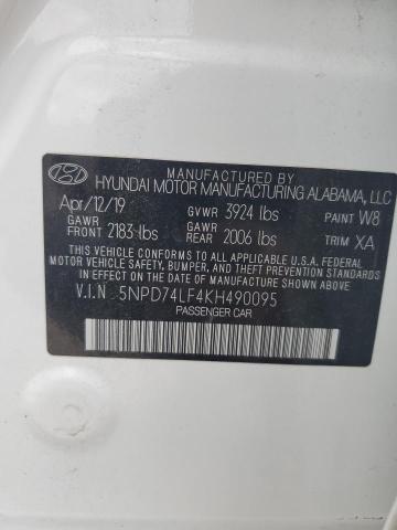 2019 Hyundai Elantra Se VIN: 5NPD74LF4KH490095 Lot: 59026194