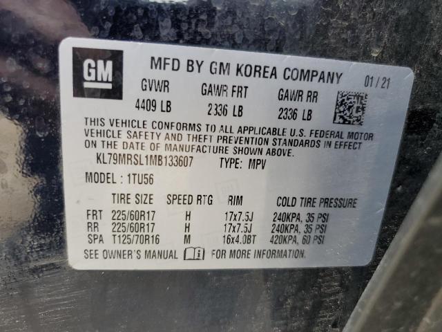 2021 Chevrolet Trailblazer Lt VIN: KL79MRSL1MB133607 Lot: 56443594