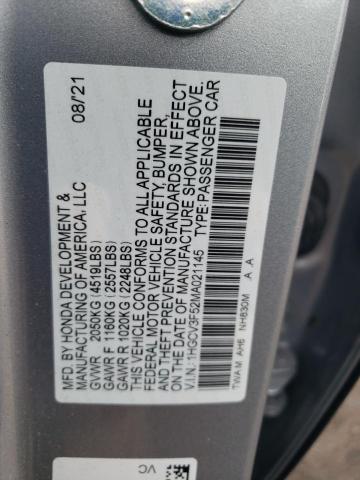 2021 Honda Accord Hybrid Exl VIN: 1HGCV3F52MA021145 Lot: 57702904