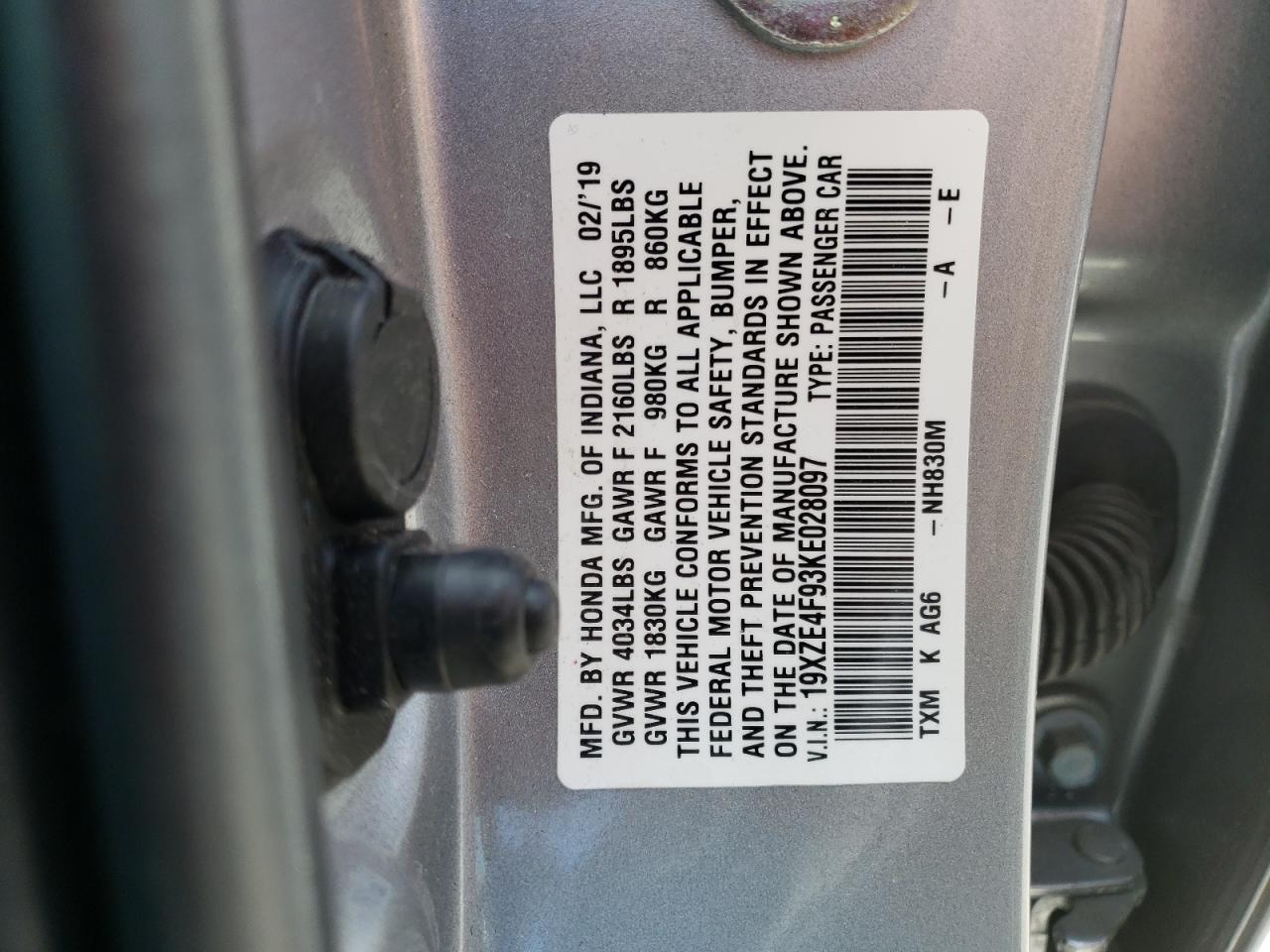 19XZE4F93KE028097 2019 Honda Insight Touring