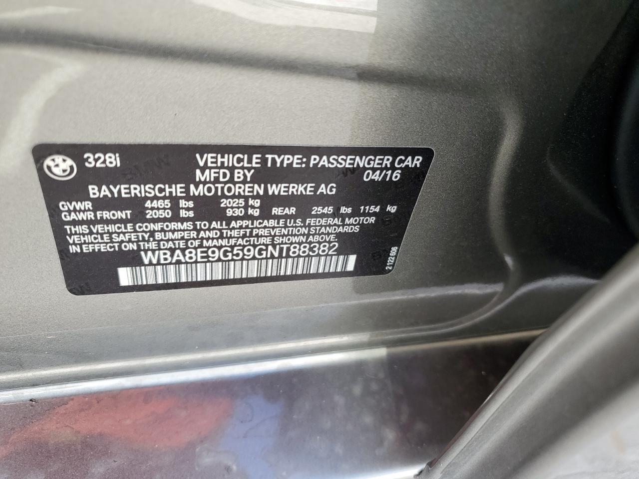 WBA8E9G59GNT88382 2016 BMW 328 I Sulev