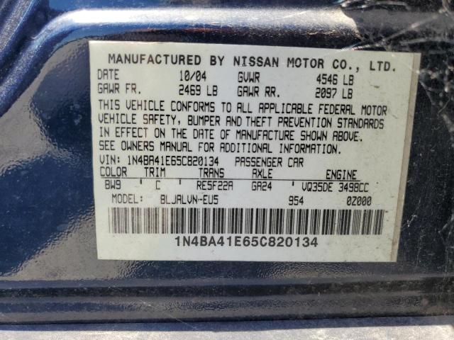 2005 Nissan Maxima Se VIN: 1N4BA41E65C820134 Lot: 58987164