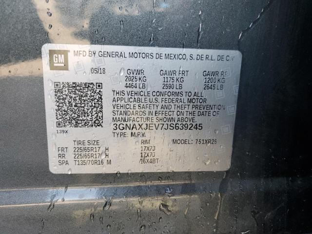 2018 Chevrolet Equinox Lt VIN: 3GNAXJEV7JS639245 Lot: 55658664