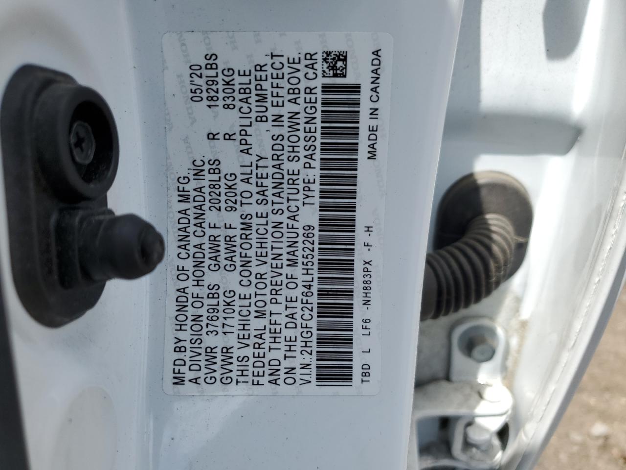 2HGFC2F64LH552269 2020 Honda Civic Lx