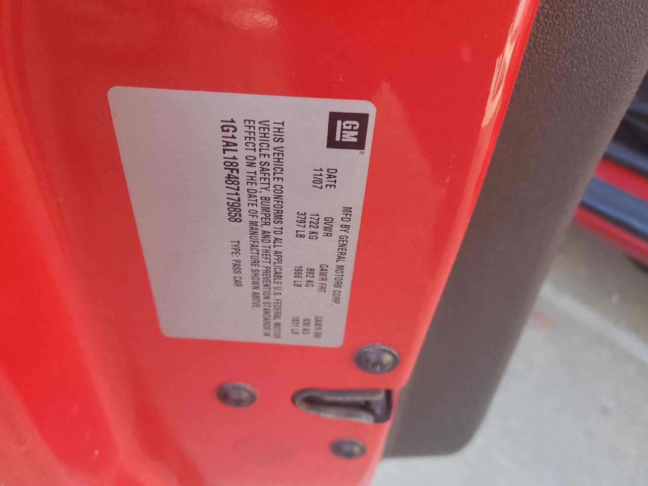 1G1AL18F487179858 2008 Chevrolet Cobalt Lt