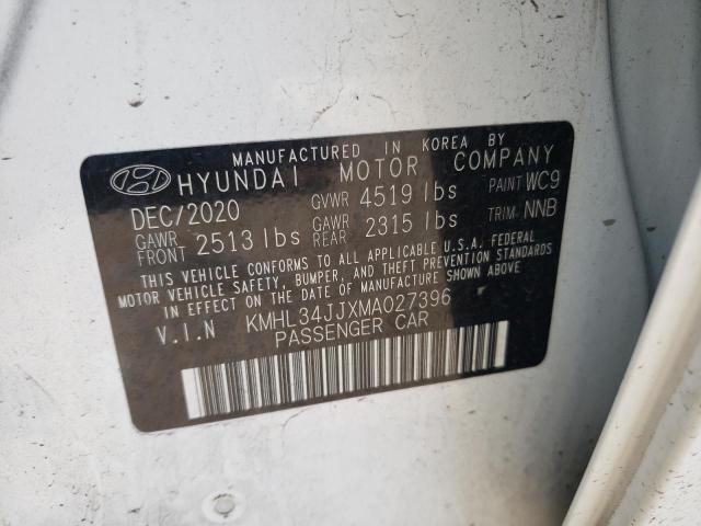 2021 Hyundai Sonata Hybrid VIN: KMHL34JJXMA027396 Lot: 59197484