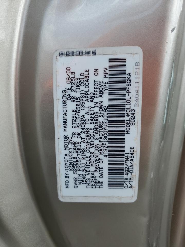 4T3ZF13C0YU310092 2000 Toyota Sienna Le