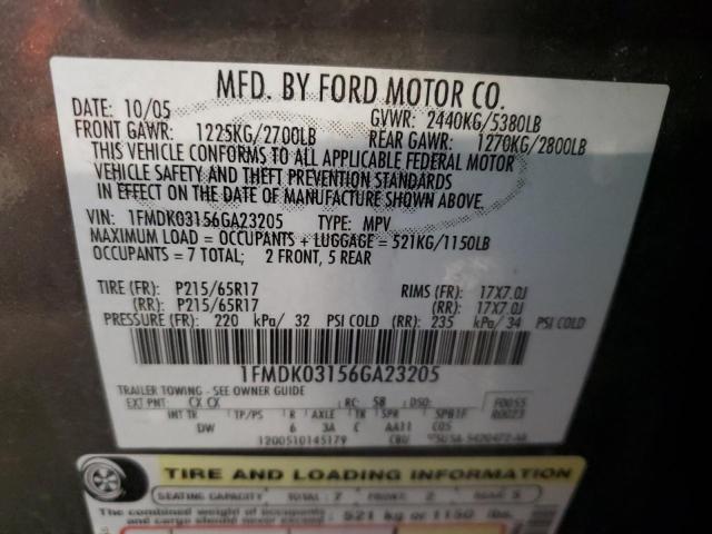 2006 Ford Freestyle Limited VIN: 1FMDK03156GA23205 Lot: 59995524