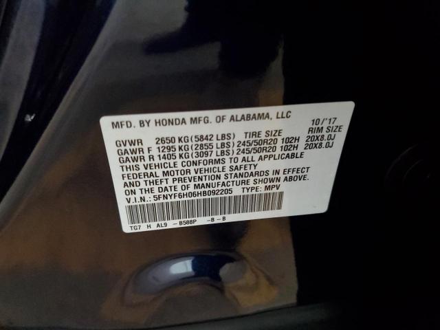 2017 HONDA PILOT ELIT - 5FNYF6H06HB092205