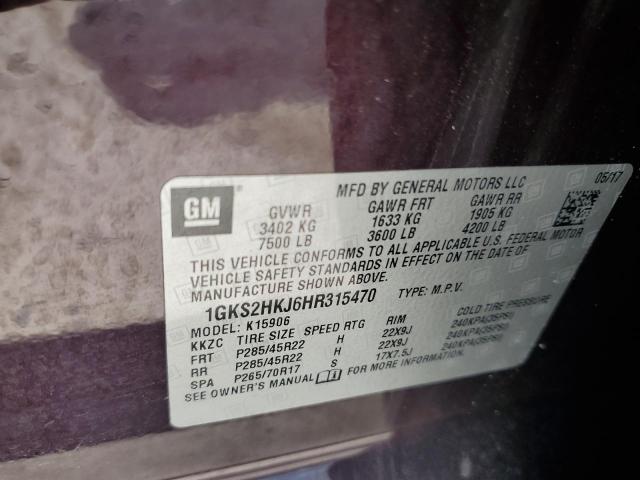 2017 GMC Yukon Xl Denali VIN: 1GKS2HKJ6HR315470 Lot: 58300744