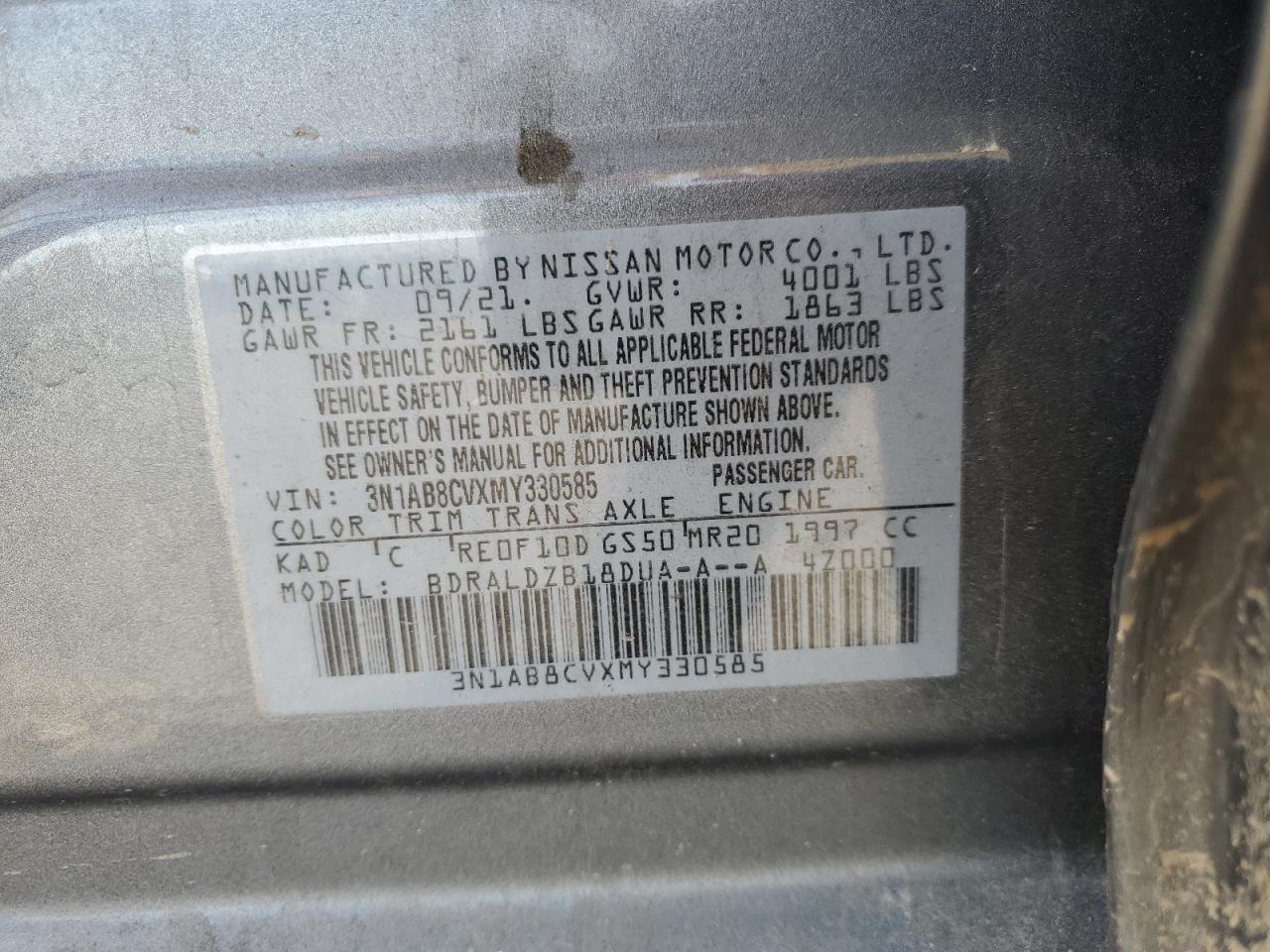 3N1AB8CVXMY330585 2021 Nissan Sentra Sv