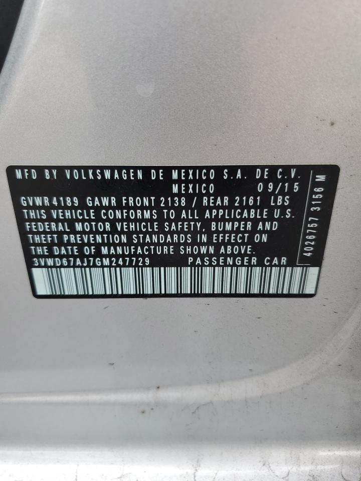 3VWD67AJ7GM247729 2016 Volkswagen Jetta Se