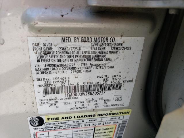 2008 Ford Taurus X Limited VIN: 1FMDK03W28GA05727 Lot: 59088364