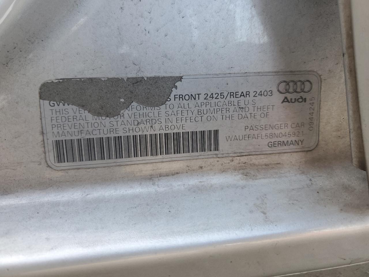 WAUEFAFL5BN045921 2011 Audi A4 Premium Plus