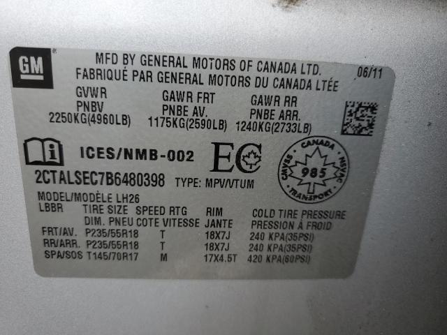 2011 GMC Terrain Sle VIN: 2CTALSEC7B6480398 Lot: 58313714