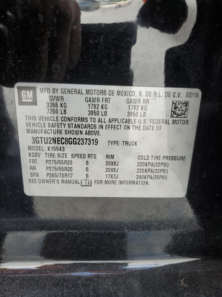 3GTU2NEC8GG237319 2016 GMC Sierra K1500 Slt