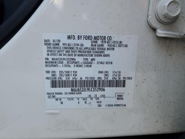 2020 Ford Ecosport Ses VIN: MAJ6S3JL9LC352906 Lot: 58621094