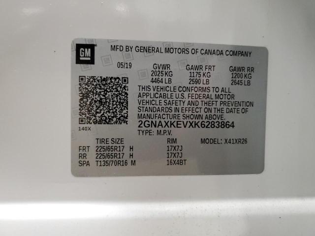 2019 Chevrolet Equinox Lt VIN: 2GNAXKEVXK6283864 Lot: 60313044