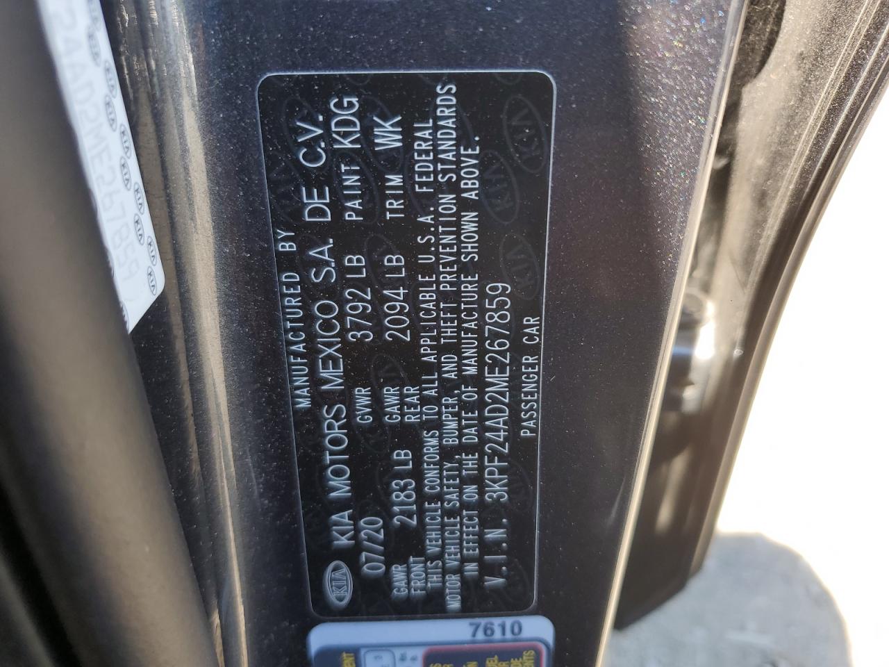 3KPF24AD2ME267859 2021 Kia Forte Fe