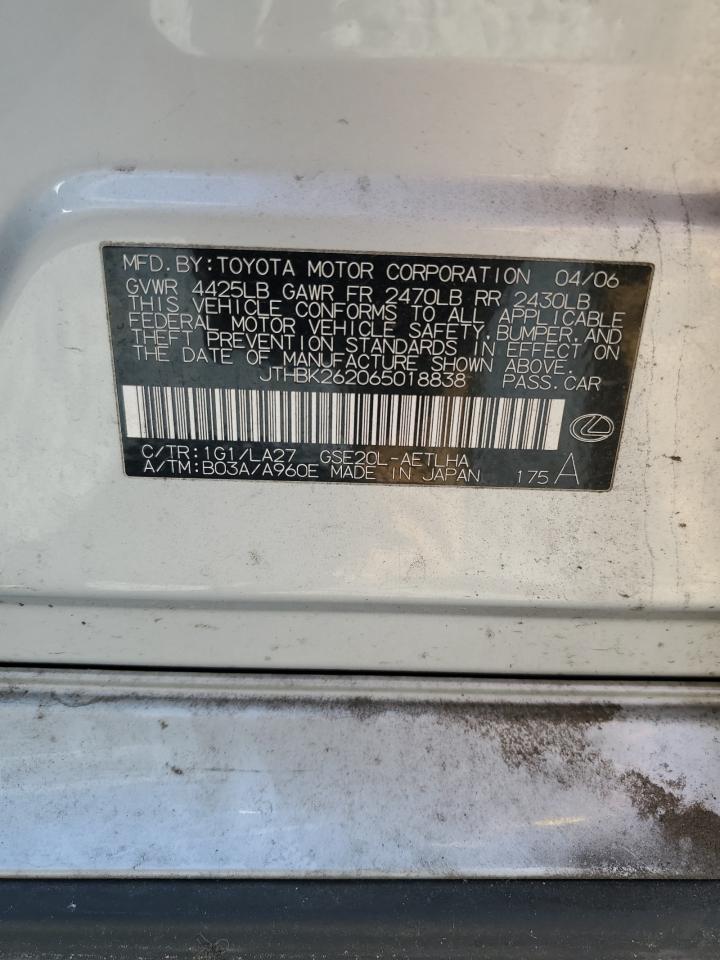 JTHBK262065018838 2006 Lexus Is 250