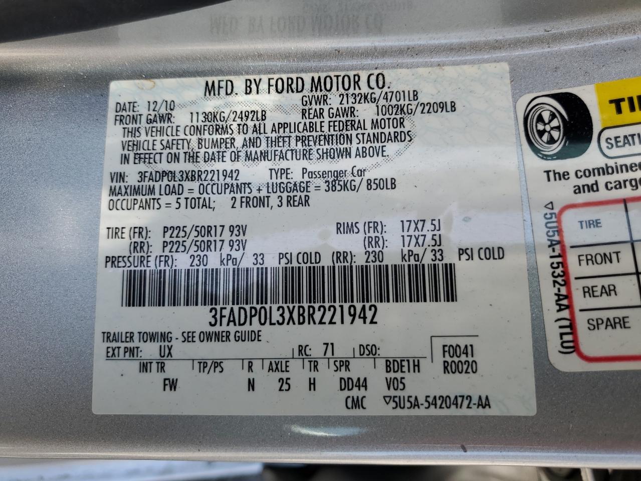 3FADP0L3XBR221942 2011 Ford Fusion Hybrid