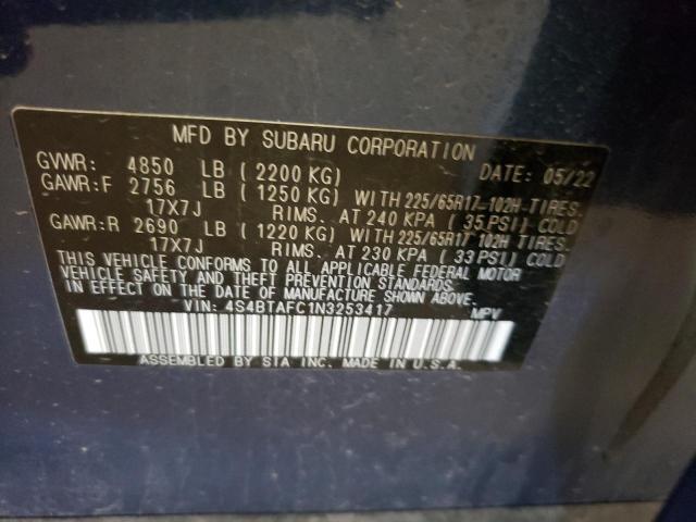 4S4BTAFC1N3253417 2022 Subaru Outback Premium