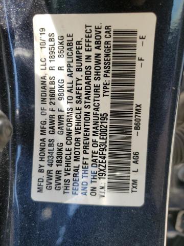 2020 Honda Insight Touring VIN: 19XZE4F93LE002195 Lot: 60675024