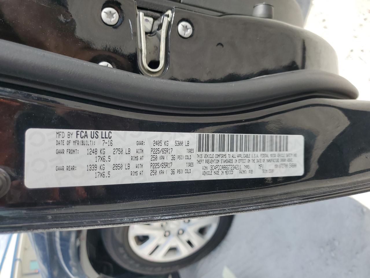 3C4PDCAB6GT234211 2016 Dodge Journey Se