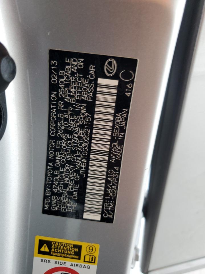 JTHBW1GG3D2021157 2013 Lexus Es 300H